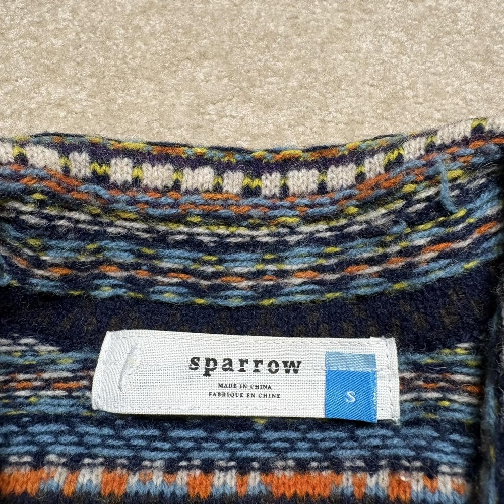 Anthropologie Sparrow Cardigan Sweater Womens Small Multicolor Fair Isle Wool - Picture 3 of 9